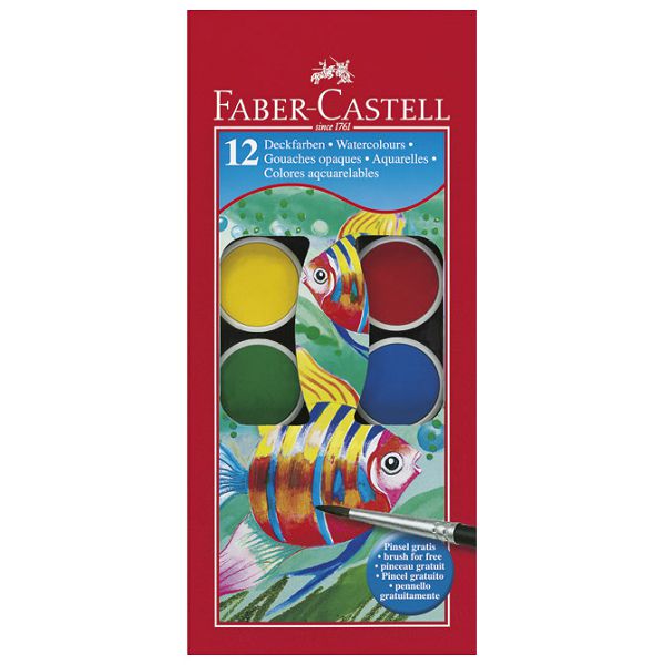 Akvarel boya + 1 fırça / 12 rəng / 125017 / Faber-Castell