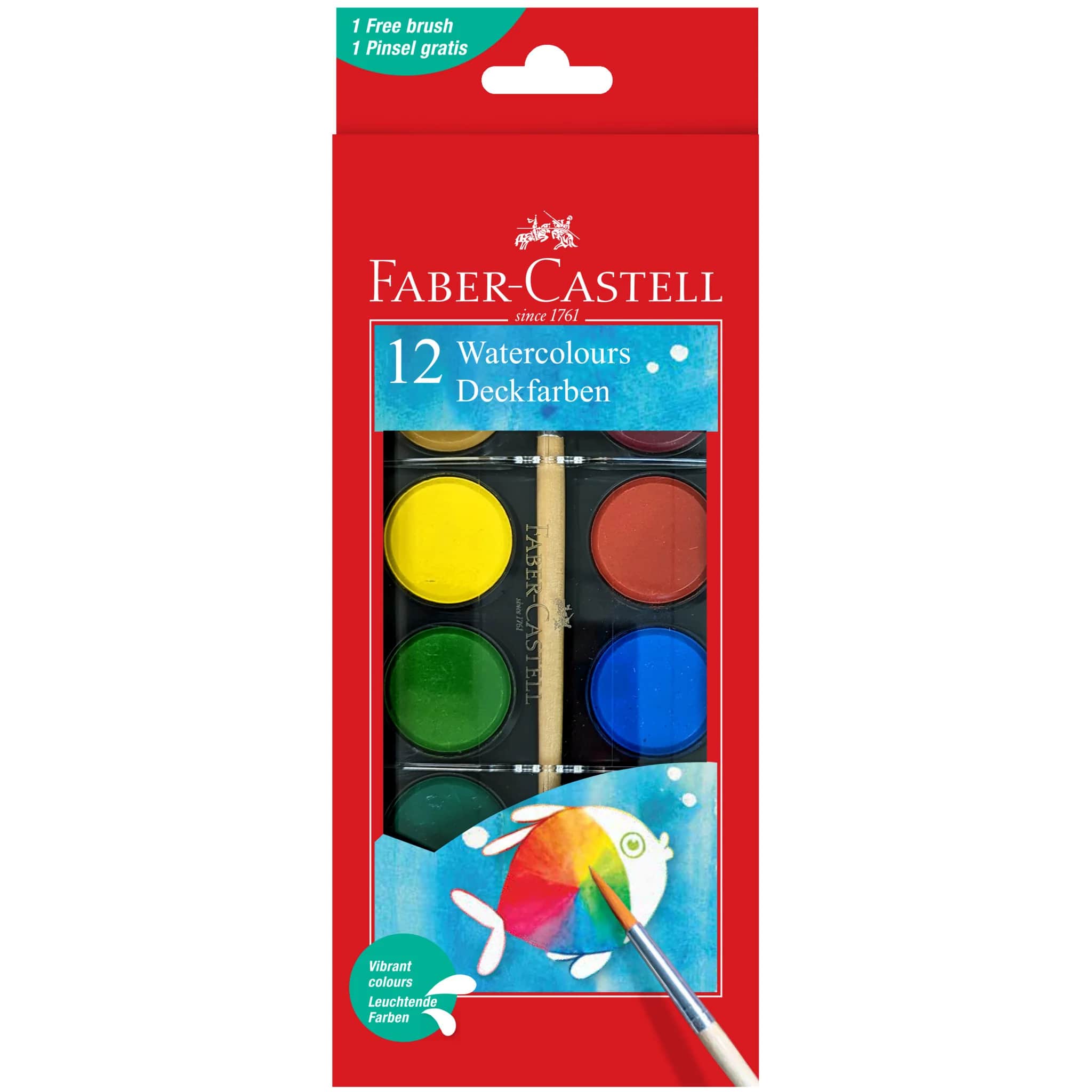 Akvarel boya & 1 fırça / 12 rəng / 125018 / Faber-Castell