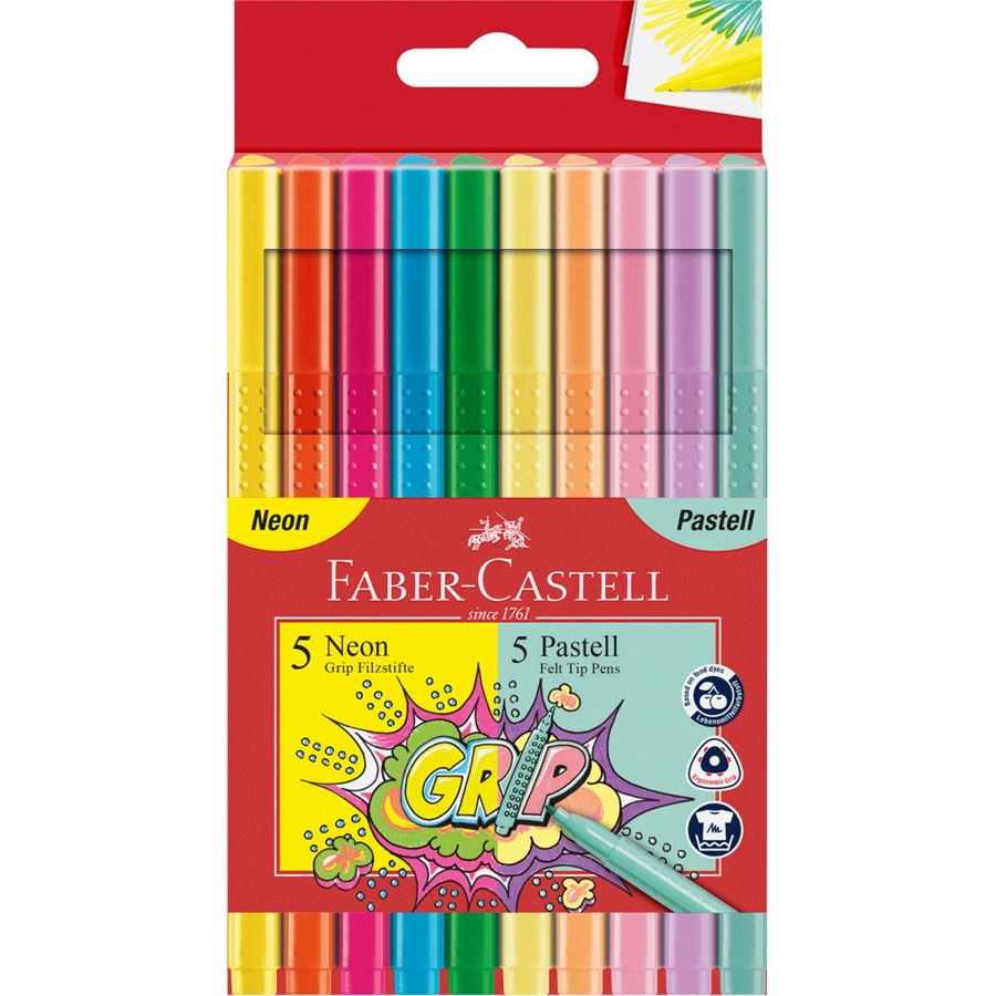 Flomaster 5 Neon+5 Pastel / Grip / 155312 / Faber Castell