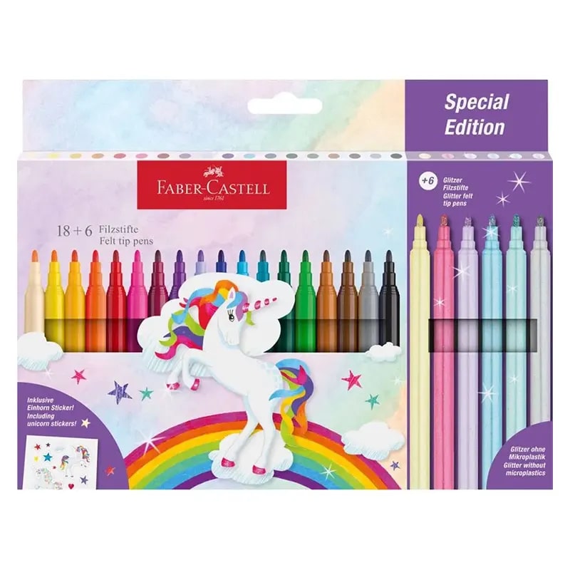 Flomaster 18rəng +6+stikers 554221 Faber Castell