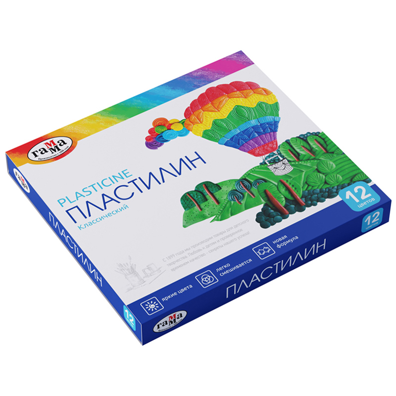 Plastilin 281033 "Klassiçeskiy"12 rəng 240 qr / Qamma