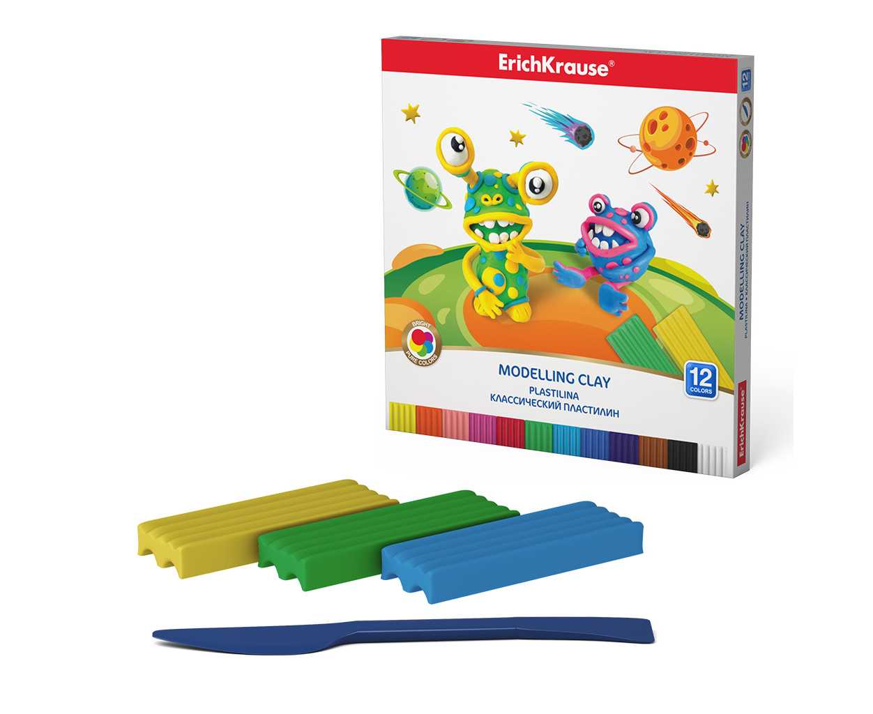 Plastilin ERICHKRAUSE® KLASSIK COSMIC MONSTERS 12 RƏNG,216GR / 58469