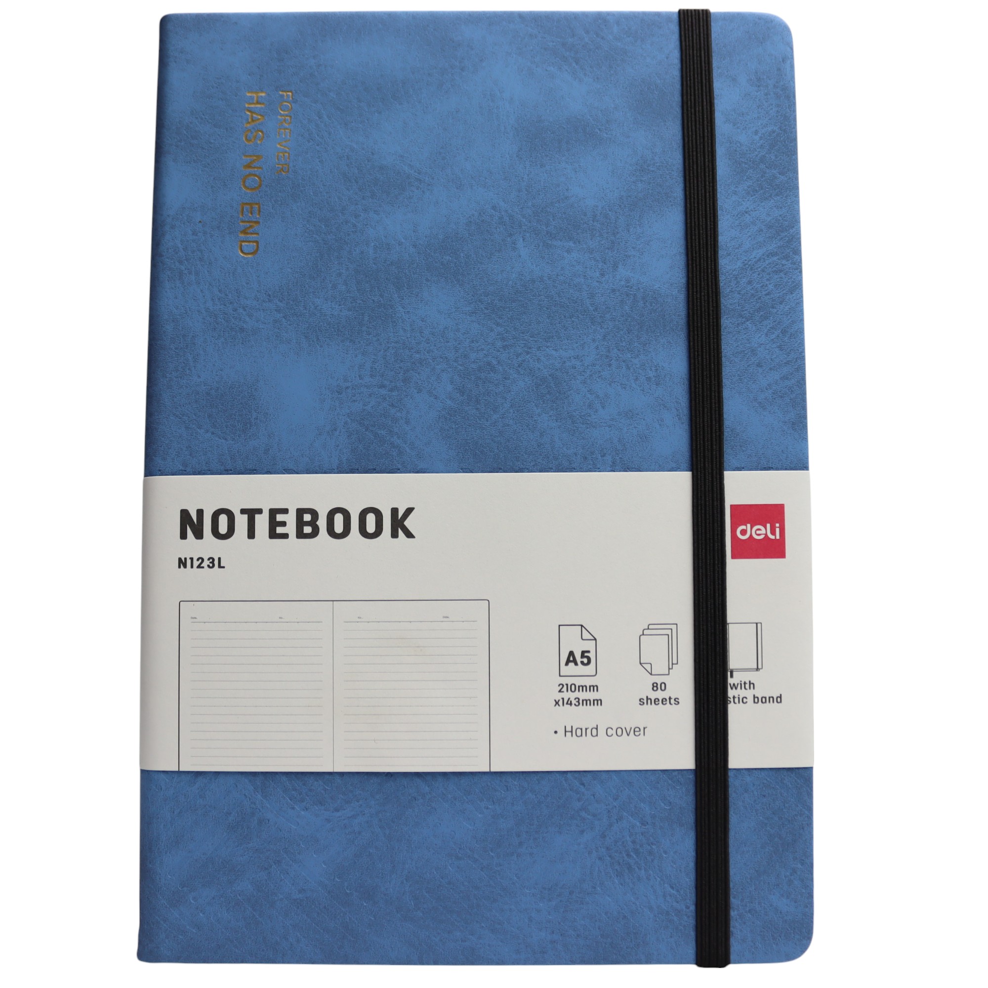 Bloknot Deli N123L A5 80v Dəri üzlü mavi