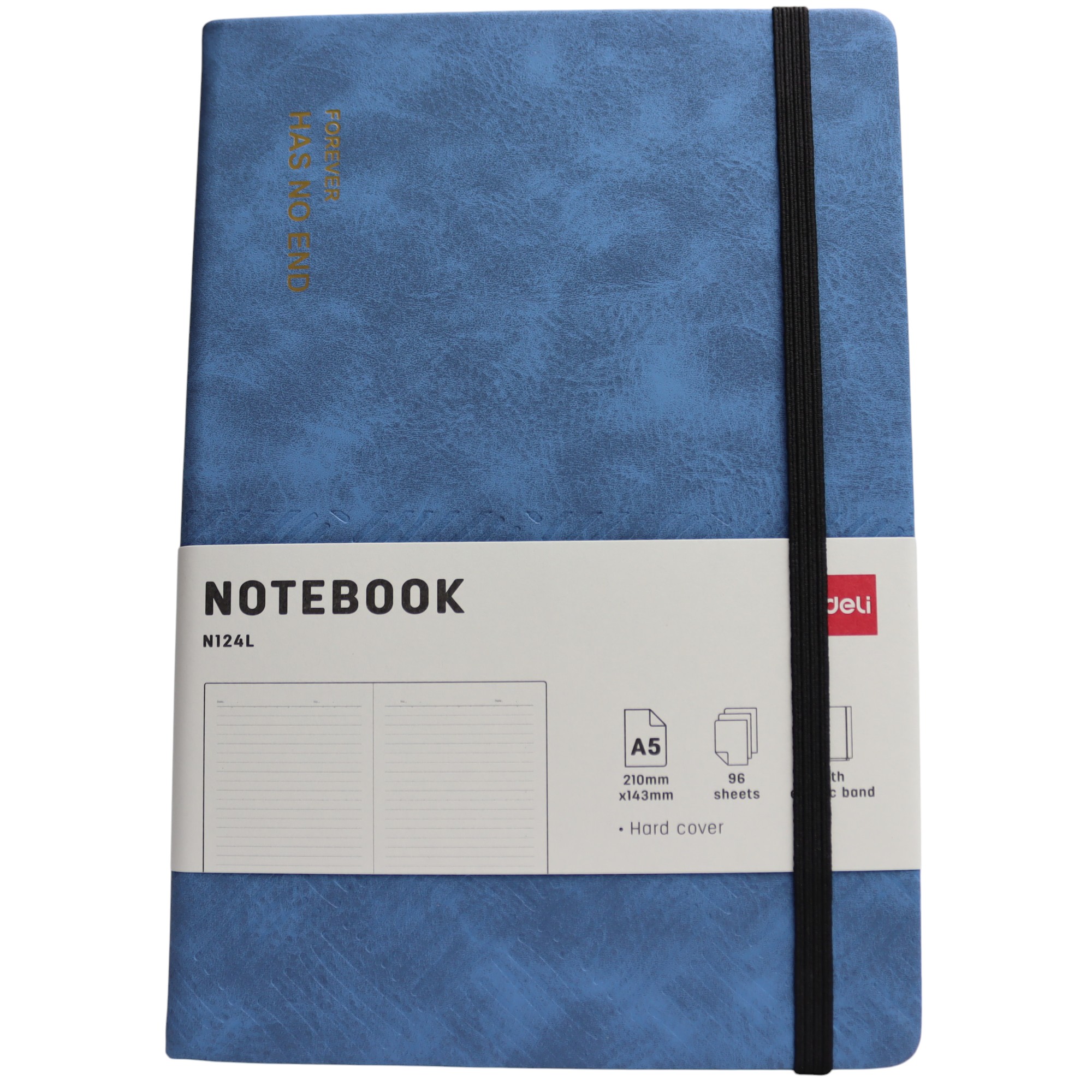 Bloknot Deli N124L A5 96v Dəri üzlü mavi