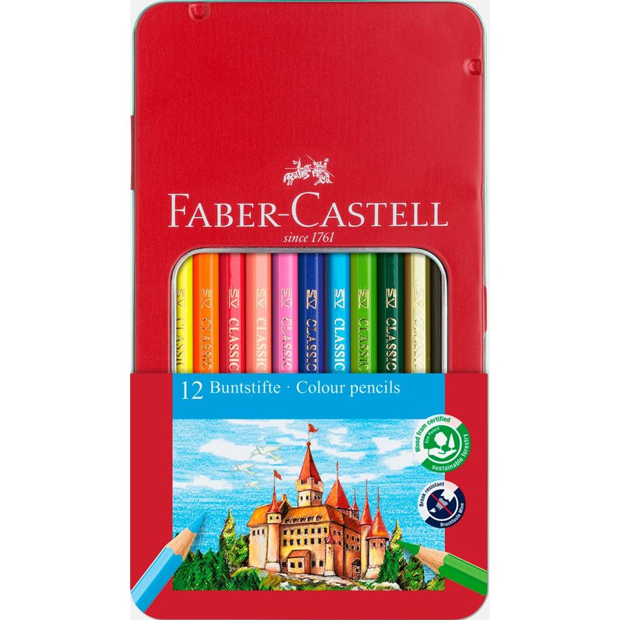 KARANDAŞ 12 RƏNGLİ / metal qutu / 115801 / FABER CASTEL