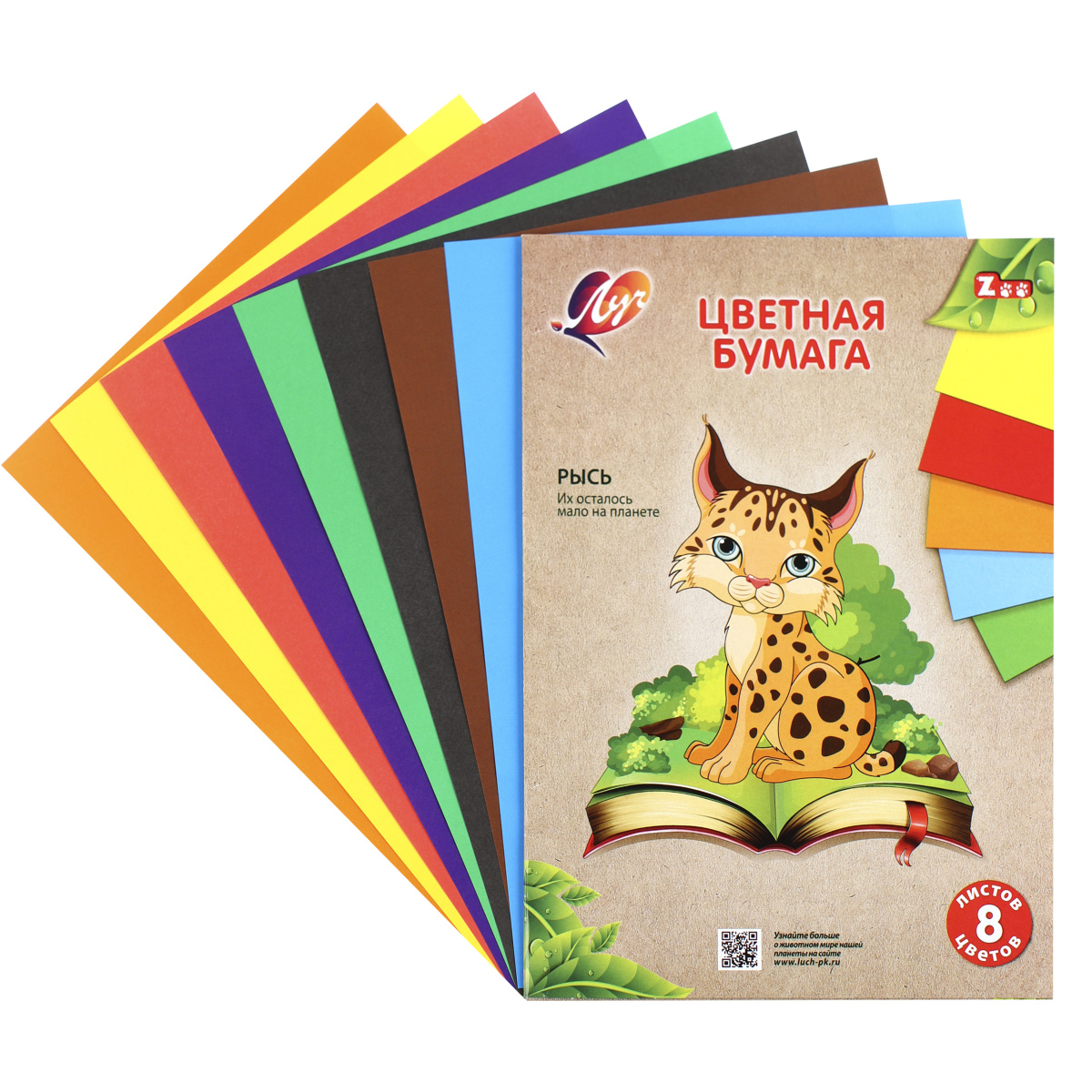 Rəngli kağız birtərəfli / 8 rəng / 8 list / Zoo