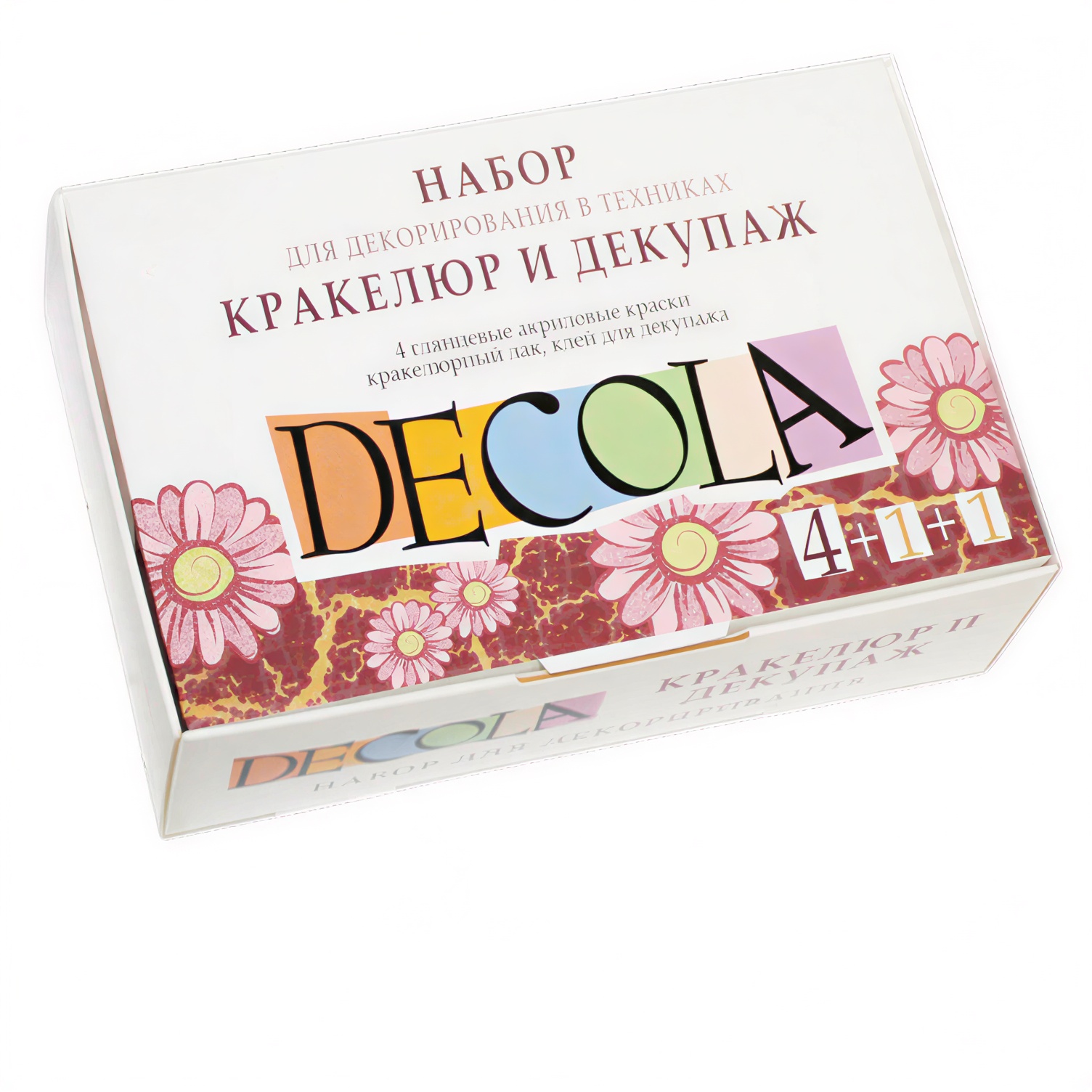 Akril boya dəsti / Кракелюр и декупаж / 4 rəng + 1 lak + 1 kley / 9541253 / Decola