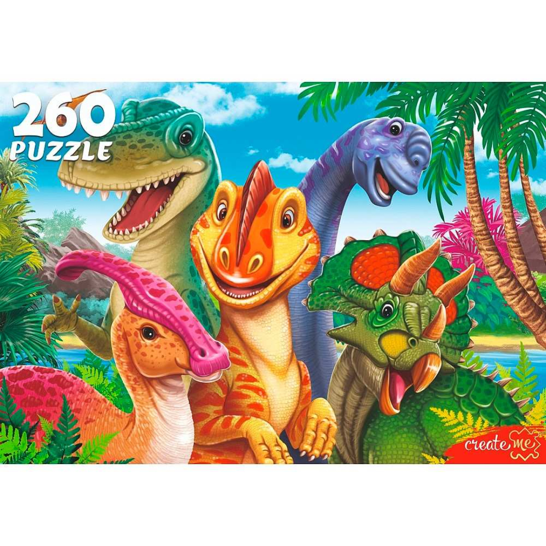Pazl / 260 pieces / 25*17*4 sm / Селфи веселых динозавров / Ф260-6474 / Рыжий кот