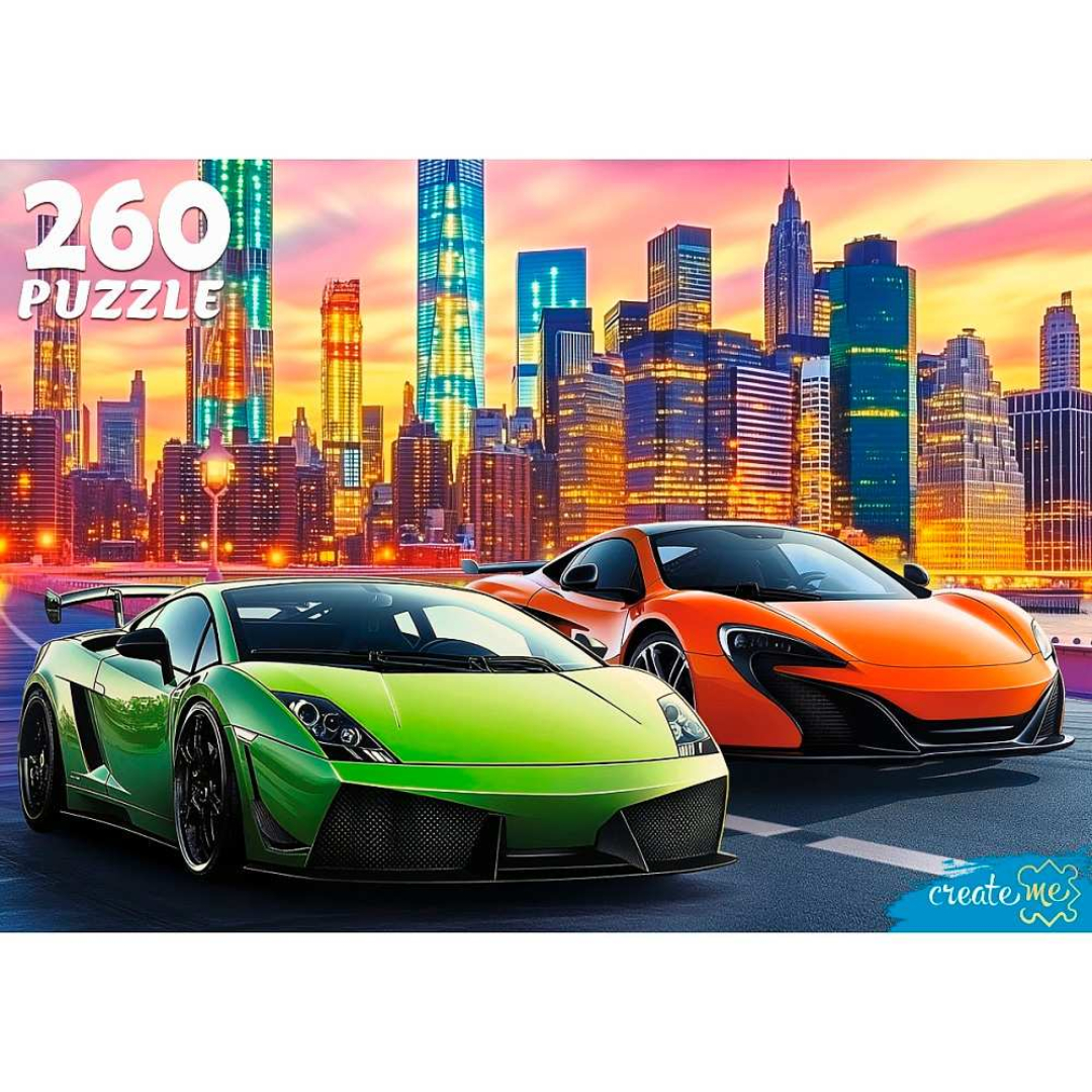 Pazl / 260 pieces / 19*14*4 sm / Роскошные автомобили в мегаполисе / Ф260-0183 / Рыжий кот