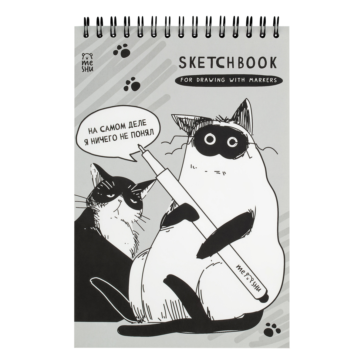 SKETCH BOOK MESHU A5, "FREAK CATS" 50 VƏRƏQLİ "FREAK CATS" 90Г/М2, SOFT-TOUCH / MS_64037