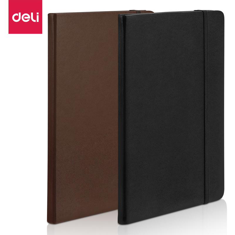 Bloknot Deli N112G A5 96v Dəri üzlü qəhvəyi