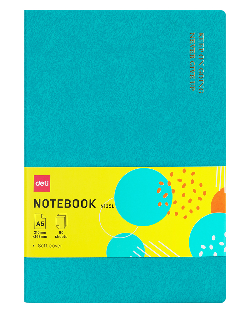 Bloknot Deli N135L A5 80v Dəri üzlü mavi