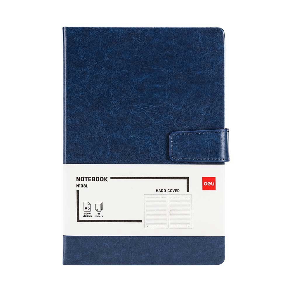 Bloknot Deli N138L A5 96v Dəri üzlü mavi