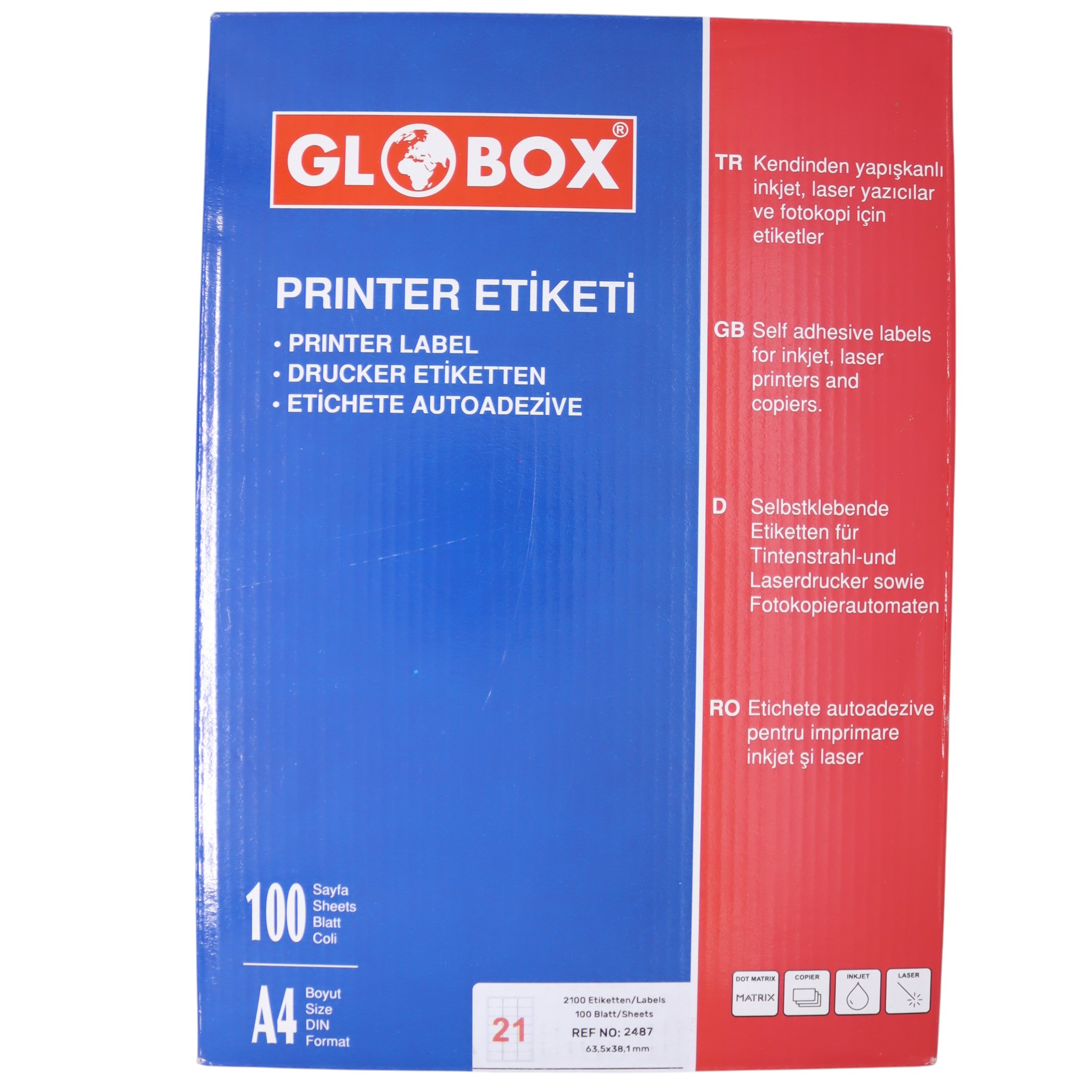 Label 21 ədədli / 63.5*38.1 mm / 2487 / Globox