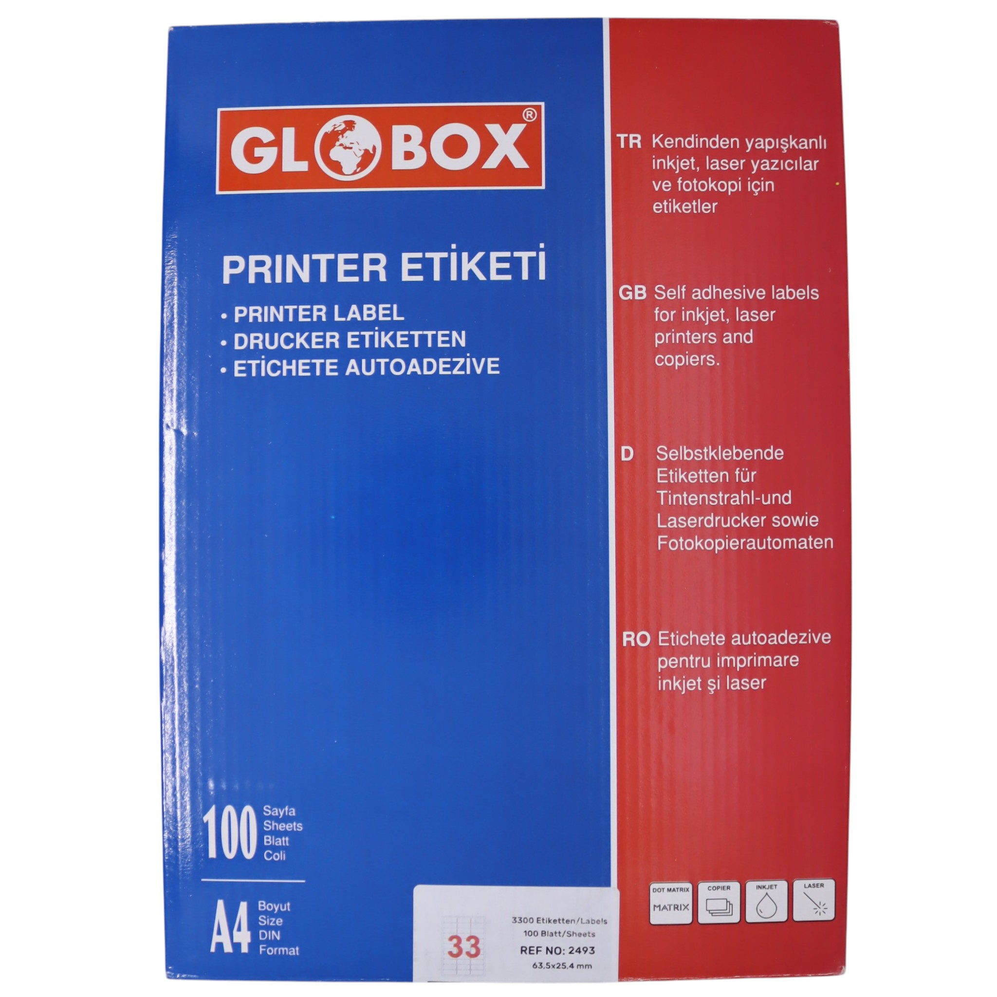 Label 33 ədədli / 63.5*25.4 mm / 2493 / Globox