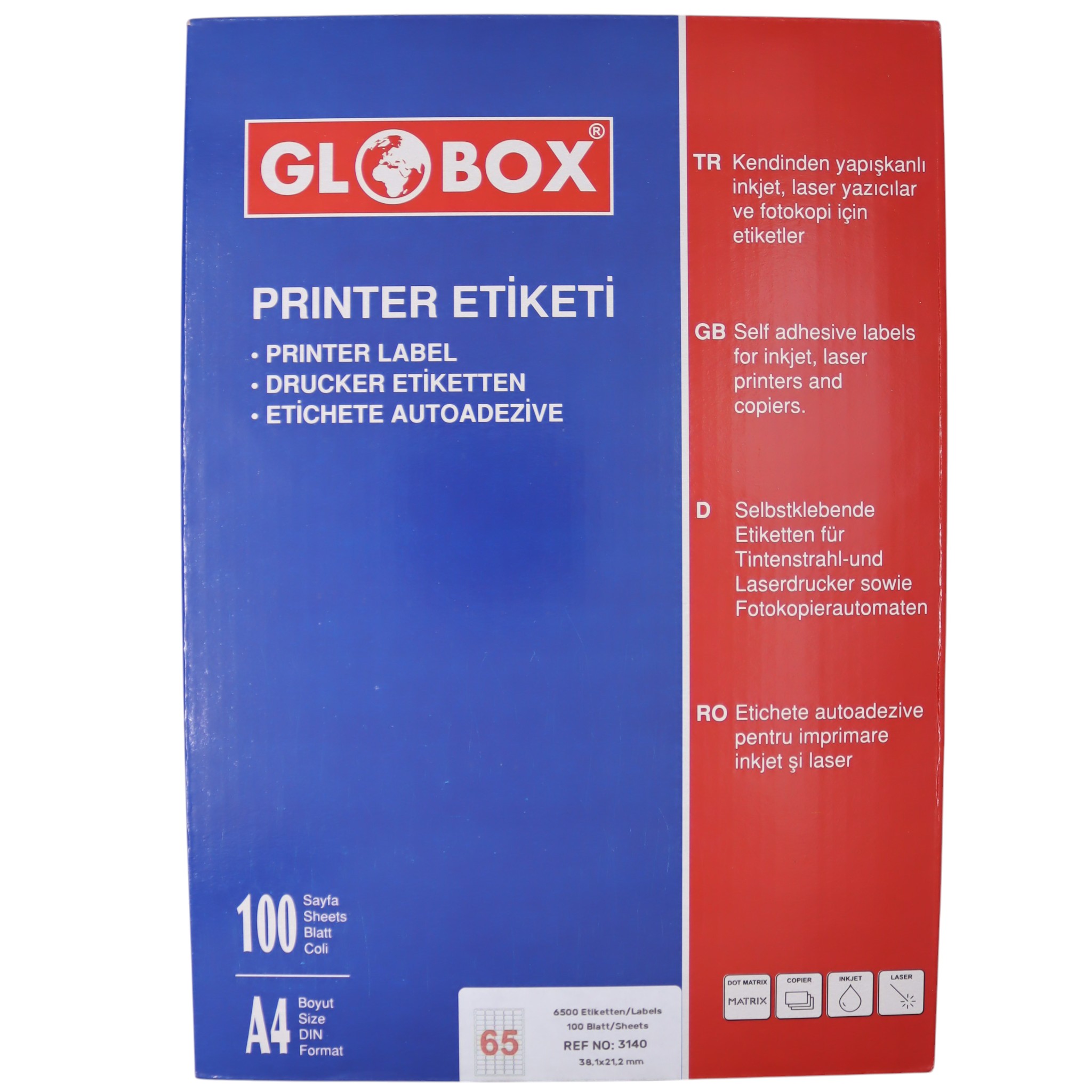 Label 65 ədədli / 38.1*21.2 mm / 3140 / Globox