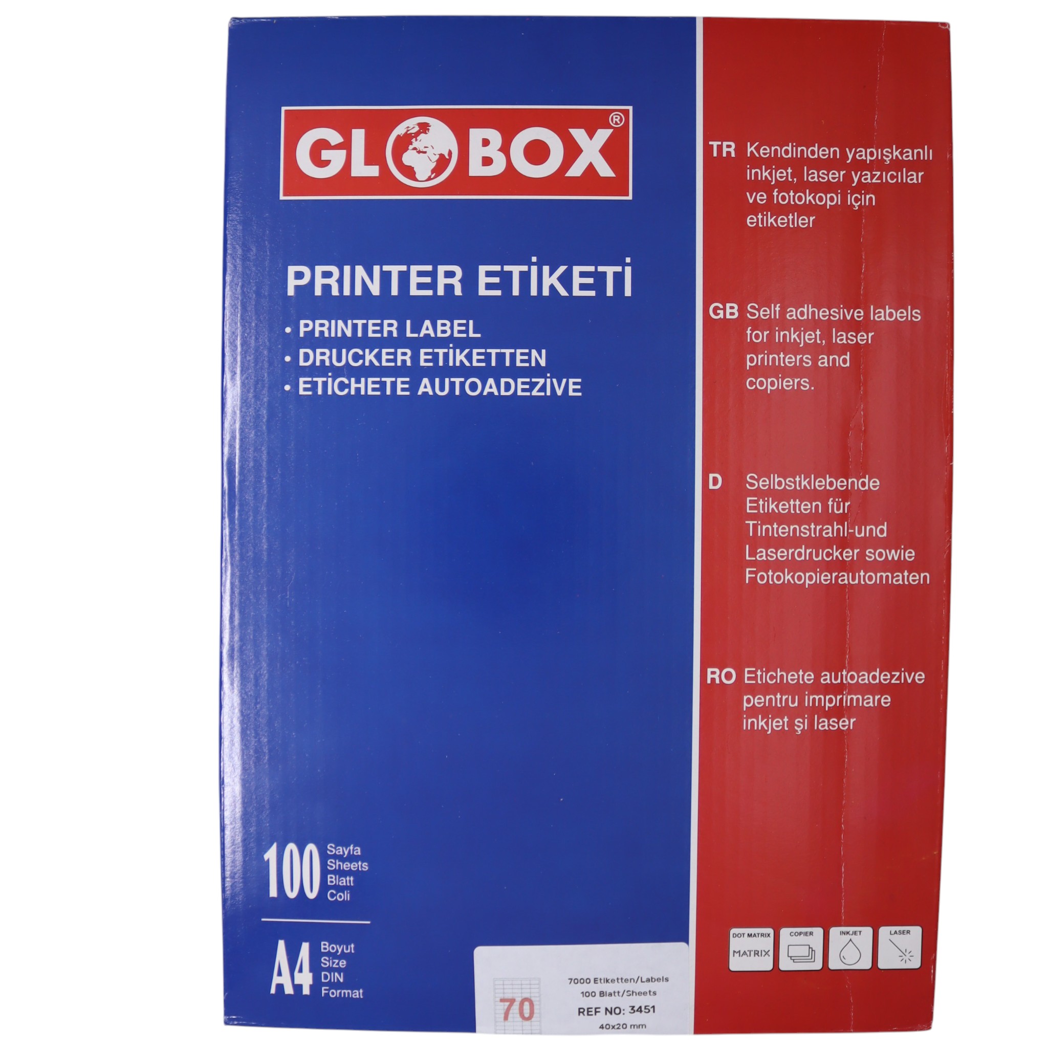 Label 70 ədədli / 40*20 mm / 3451 / Globox